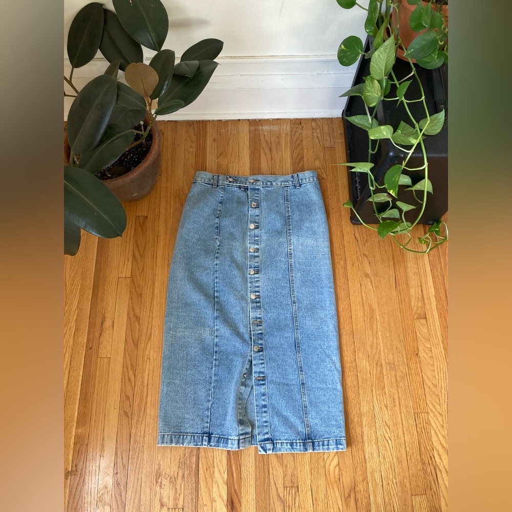 Xl 90s Denim Skirt long Mid length Light Wash